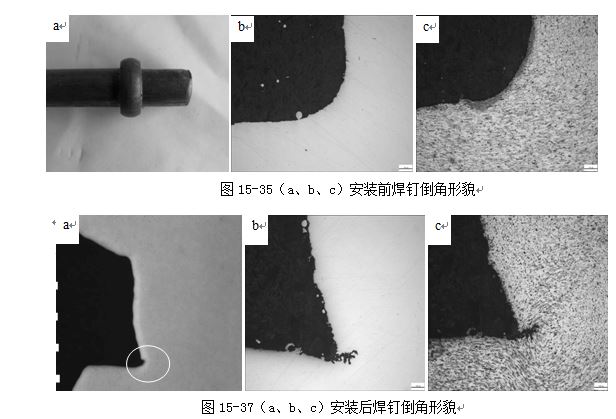 圖15-37（a、b、c）安裝后焊釘?shù)菇切蚊? /> 
</p>
<p style=